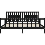  Za krevet s uzglavljem crni 200 x 200 cm od masivnog drva | shoptok.hr