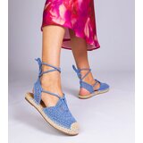 Gemre Blue flat heel espadrille sandals Relis | Shoptok.si