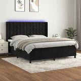 The Living Store Box spring postelja z vzmetnico LED črna 180x200 cm žamet - Box Spring Postelja, (21488791) | Shoptok.si
