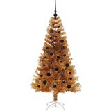 vidaXL Božično drevo med 150 LED z stojalom Zlata 150 cm PET | Shoptok.si