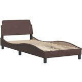  Okvir kreveta s LED svjetlima smeđi 90 x 200 cm od umjetne kože | shoptok.hr