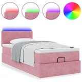 vidaXL Otomanski posteljni okvir z vzmetnico roza 90x200 cm žamet | Shoptok.si
