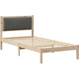  Krevetni okvir s tapiciranim uzglavljem Tamno siva 90 x 190 cm Smeđa | Shoptok.si