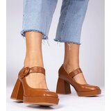 D/CEO marka niezdefiniowana Brown square-toe pumps with a buckle Katherin | ePonuda.com