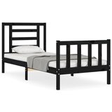 vidaXL Posteljni okvir z vzglavjem črn 100x200 cm trden les, (20739769) Cene