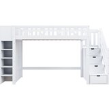Lumor Postelja Mezzanine 90x200 cm iz lesa - z več shranjevalnimi prostori in stopnicami za shranjevanje - bela, (22155791) | Shoptok.si
