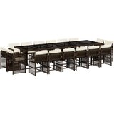 vidaXL Vrtna jedilna garnitura 17-delna z blazinami rjav poli ratan, (21206871) | Shoptok.si