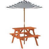  Stol za piknik za 4 djece sa suncobranom od masivne jelovine | shoptok.hr