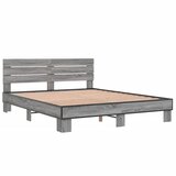  Okvir za krevet boja hrasta 150x200cm konstruirano drvo i metal Siva 150 x 200 cm | shoptok.hr