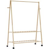 vidaXL Stojalo za oblačila s policami n kolesi 132x45,5x155,5cm Bambus | Shoptok.si
