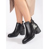 Shelvt Women's black ankle boots on a heel with a decorative zipper and buckle | shoptok.hr