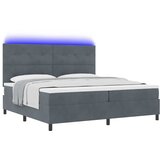  LED Box Spring Krevet Tamno siva 200 x 200 cm Baršun | shoptok.hr