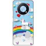 Silikonska maska za Huawei Y90 Unicorn Print svetlo plava