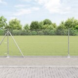 vidaXL Ograja s stebri srebrna 1 x 50 m Jeklo s PVC premazom | Shoptok.si