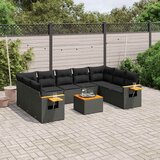  10-dijelni set vrtnih sofa s jastucima crni od poliratana | shoptok.hr