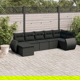  7-dijelni set vrtnih sofa od poliratana s jastucima crni | shoptok.hr
