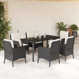 vidaXL 7-dijelni vrtni blagovaonski set s jastucima crni od poliratana | shoptok.hr