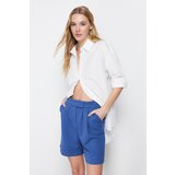 Trendyol Indigo Pleated Knitted Shorts with Velcro Closure & Bermuda | shoptok.hr