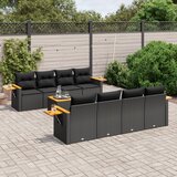  9-dijelni set vrtnih sofa s jastucima crni od poliratana | shoptok.hr