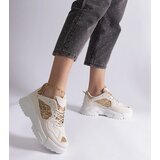 Gemre Beige women's sneakers with glitter inserts Caraballo | Shoptok.si