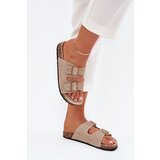Boto Women's Sandals With Golden Buckles And Stitching Beige Lunera | Shoptok.si