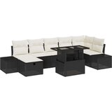  8-delni vrtni kavč set z blazinami črn poli ratan, (22092913) | Shoptok.si