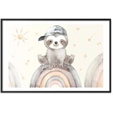  Plakat - Little Animal Among Stars and Rainbows 90x60 Crni okvir s margom | shoptok.hr