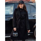 DStreet Płaszcz damski oversize CASHMELY długi drobno prążkowany czarny | Shoptok.si