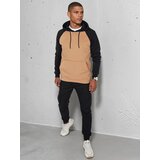 DStreet Bluza męska basic z kapturem kamelowa | Shoptok.si