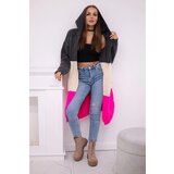 Kesi Striped hooded sweater graphite + beige + pink neon | shoptok.hr