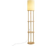 QAZQA Smart vloerlamp hout met beige kap incl. Wifi A60 - Stojon | Shoptok.si