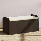 vidaXL Klop z blazino rjava 115x51x52 cm poli ratan Cene