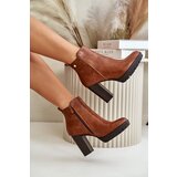 Boto Women's Winter Boots with High Heel Zip Closure Camel Bioria | shoptok.hr