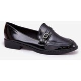 Boto Lacquered Women's Loafers With Decorative Buckle Black Mollan | Shoptok.si