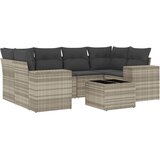 Maison Chic Seti vrtnega pohištva - Vrtna garnitura - Vrtni pohištvo set 7-delna z blazinami siv poli ratan, (21803292) | Shoptok.si