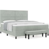 Box Spring Krevet s Madracem i Klupom Svijetlo Siva 180x200 cm Baršun | shoptok.hr