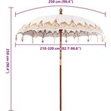 vidaXL senčnik drugo krem x 250 cm bombaž in trda les | Shoptok.si