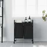  Košara za rublje s 2 pretinca i kotačićima, crni hrast | shoptok.hr