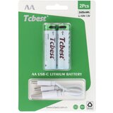 TCBEST punjiva baterija R6 (aa) 650 mah sa soketom type c + usb a kabal 2 x type c (2 kom) | ePonuda.com