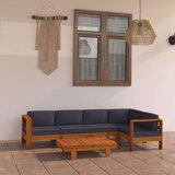 vidaXL Vrtna garnitura s temno sivimi blazinami 6-delna akacijev les | Shoptok.si