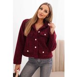 Kesi Włoski Women's jacket with fluffy wool structure and decorative buttons plum Cene