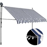 vidaXL Ročno zložljiva tenda z LED lučmi 300 cm modra in bela Cene