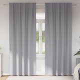 vidaXL Zavese z zavesami 2 pcs Svetlo siva 260 x 140 cm Poliester | Shoptok.si