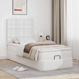 vidaXL Otomanski posteljni okvir z vzmetnico bel 100x200 cm um. usnje | Shoptok.si