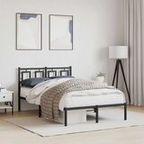 vidaXL Kovinski posteljni okvir z vzglavjem črn 120x200 cm | Shoptok.si