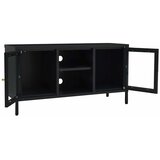 TV ormarić crni 105 x 35 x 52 cm od čelika i stakla | Eponuda.com