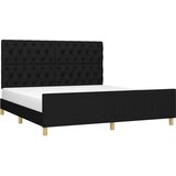  Posteljni okvir z vzglavjem črn 160x200 cm blago, (20795055) | Shoptok.si