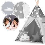  Teepee šator za djecu s girlandom i nukido svjetlima - sivi sa zvjezdicama | shoptok.hr