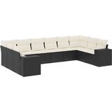  10-dijelni set vrtnih sofa s jastucima crni od poliratana | shoptok.hr