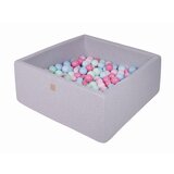 MeowBaby Square Ball Pool, 90x90x40 cm s 300 žogami, bombaž, svetlo siva: modra/mint/svetlo roza/pastelno roza, (21333857) | Shoptok.si